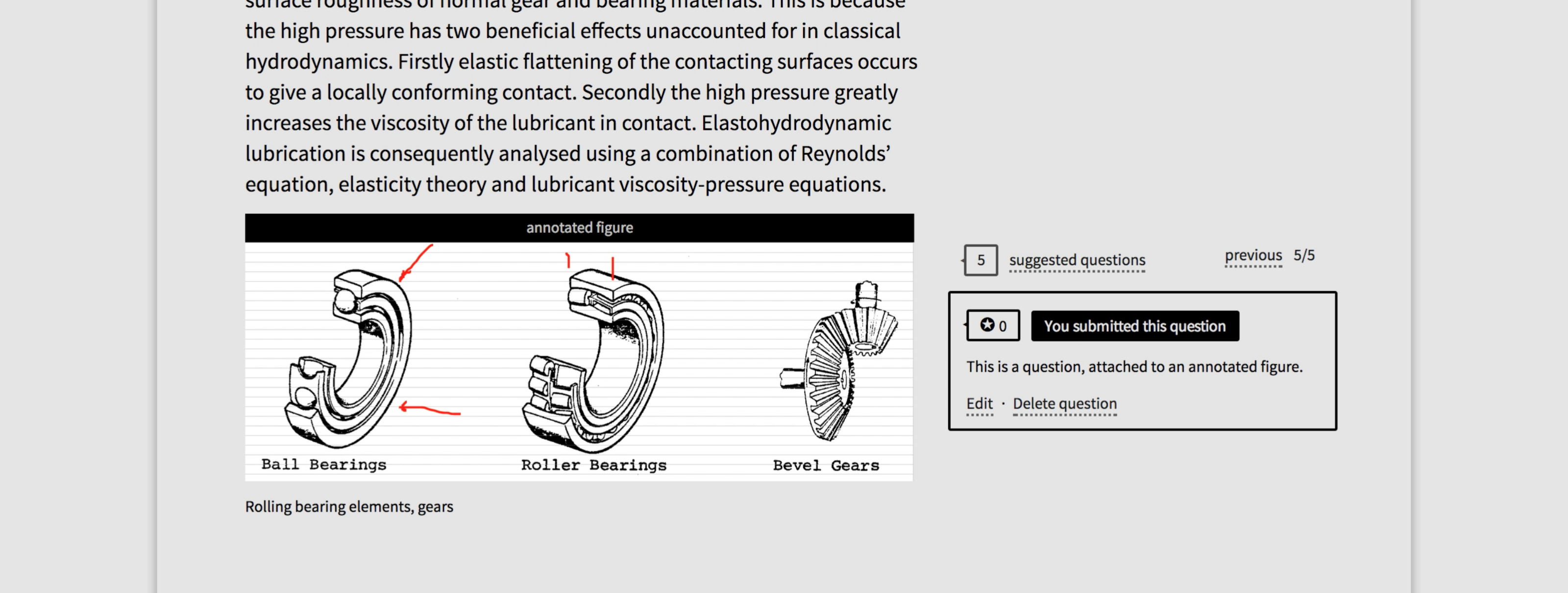 Screenshot showing a student submission of an open-ended ended question about a figure with their own annotations.